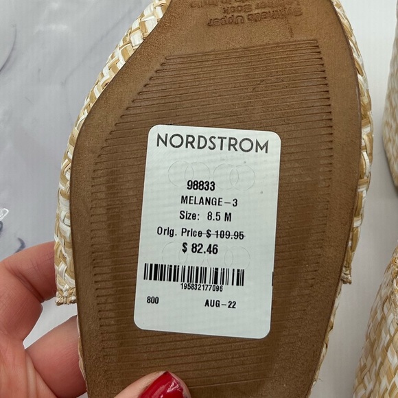 Jeffrey Campbell Melange-3 White Tan Raffia Squared Toe Woven Slip On Sandal - Picture 14 of 14